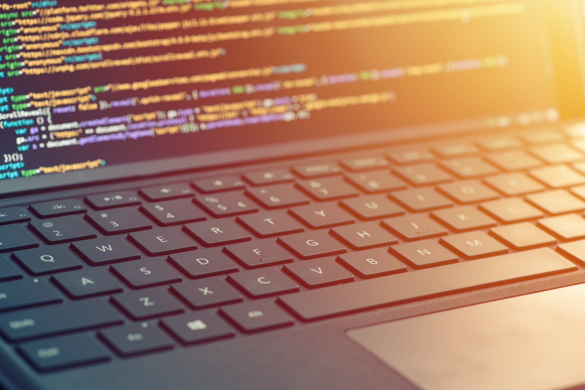 Close view of code on a laptop screen
