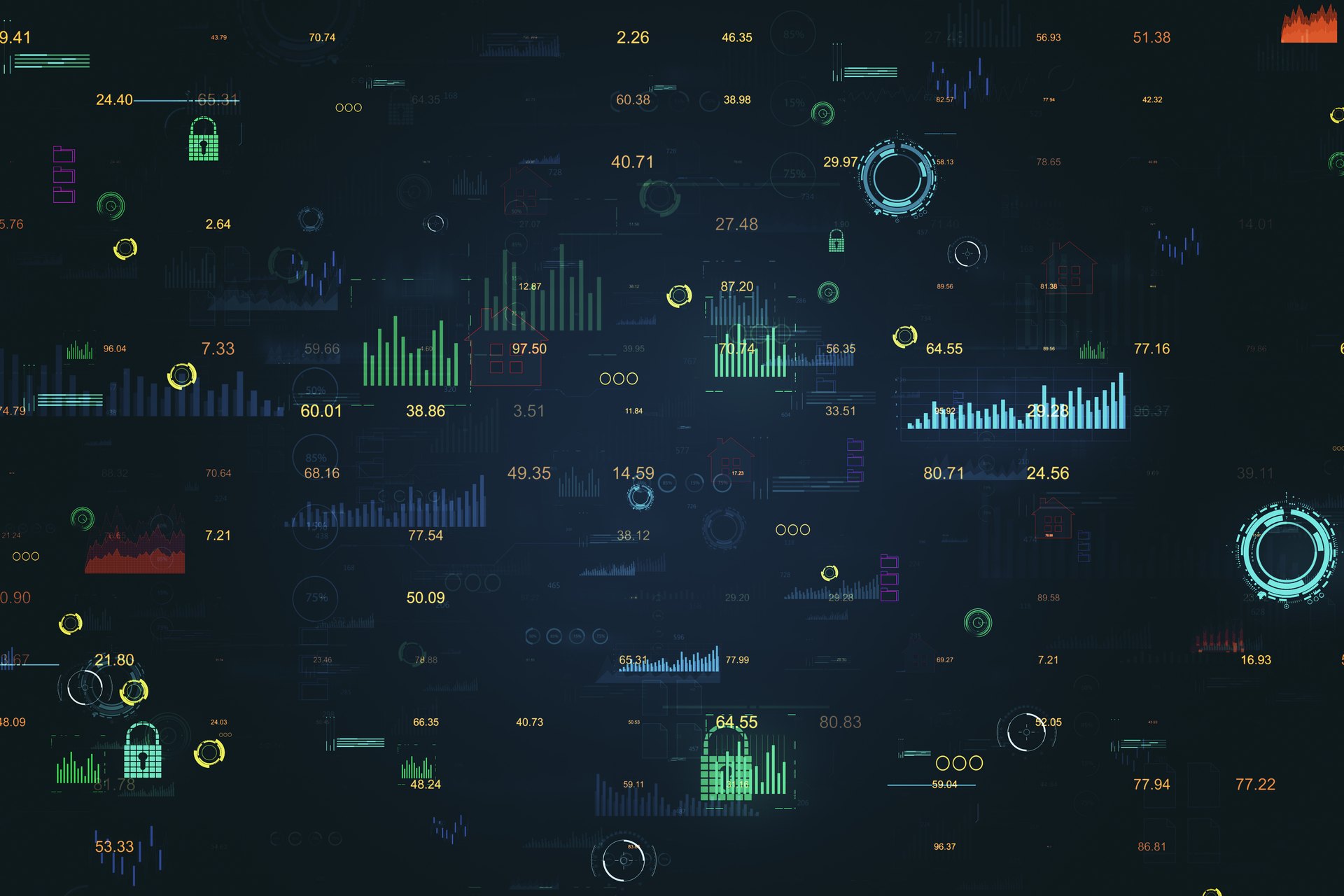 Collection of abstract data visualizations on a dark background