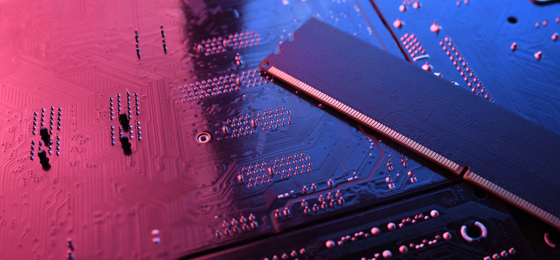 Memory module on a colored circuit-board background