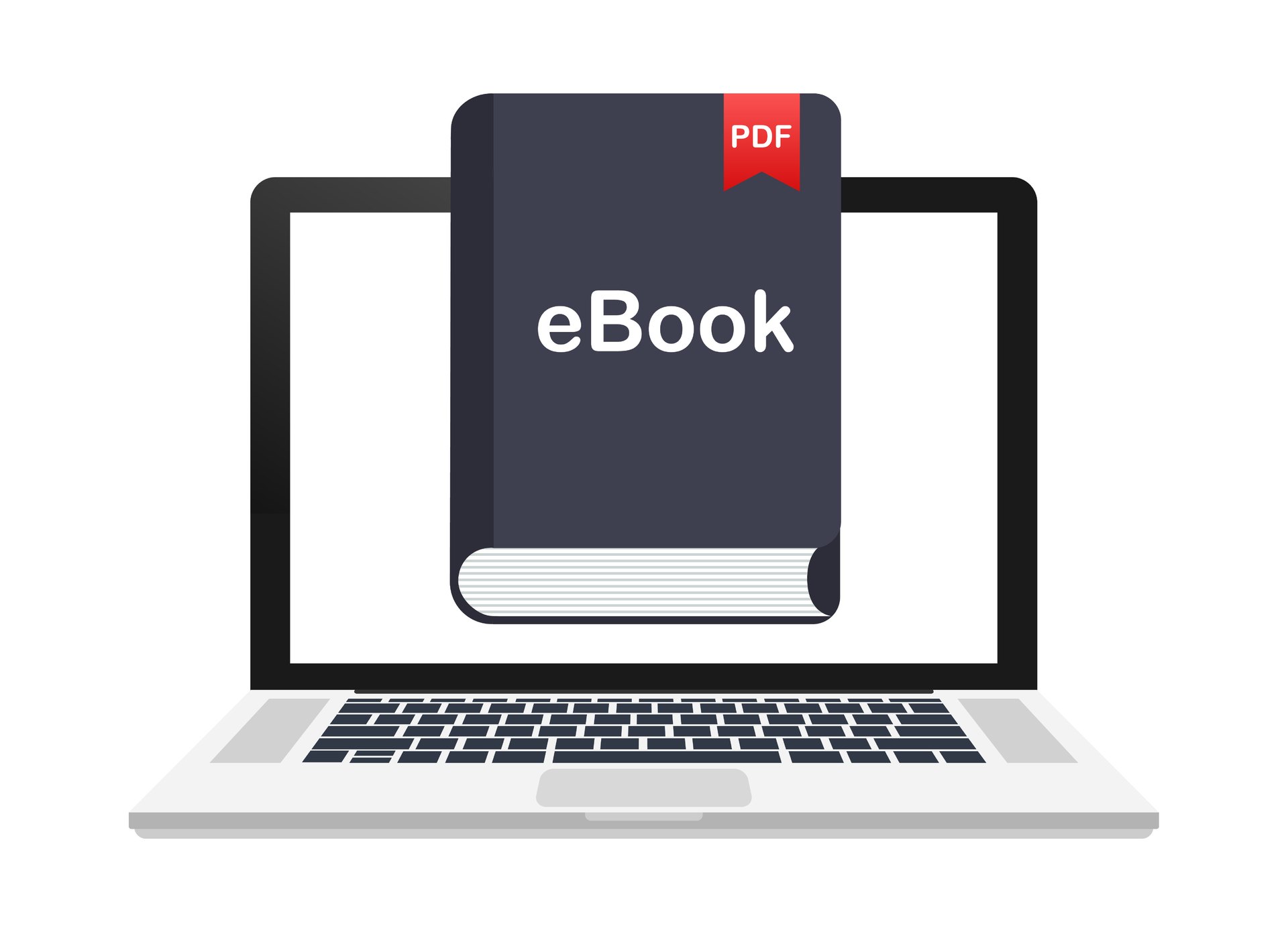 Illustration of an electronic book on a laptop