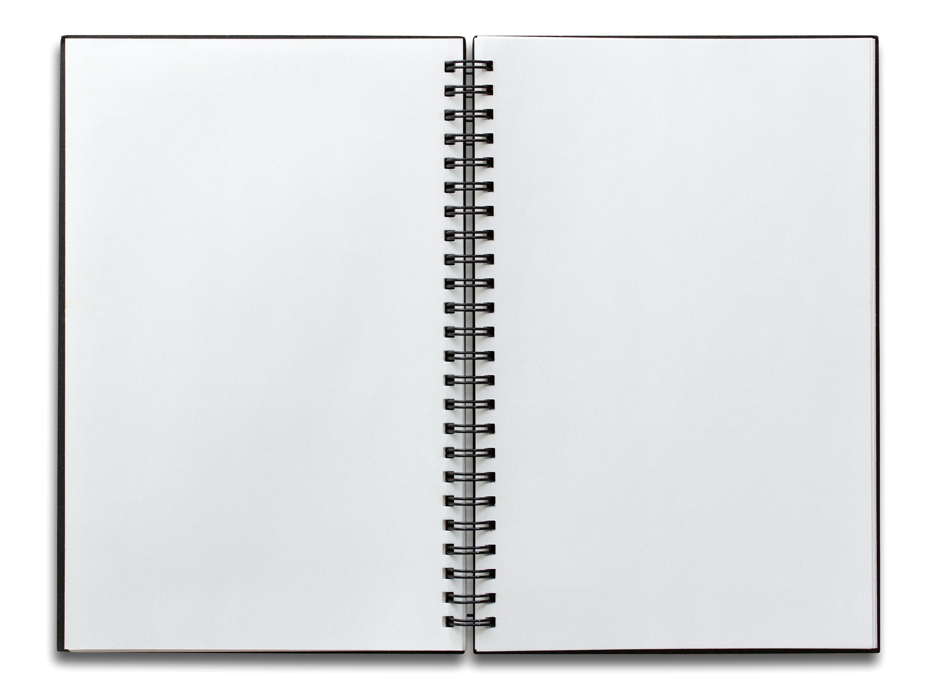Open spiral notebook with blank pages